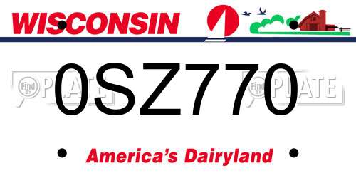 0SZ770 Wisconsin License Plate