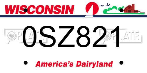 0SZ821 Wisconsin License Plate