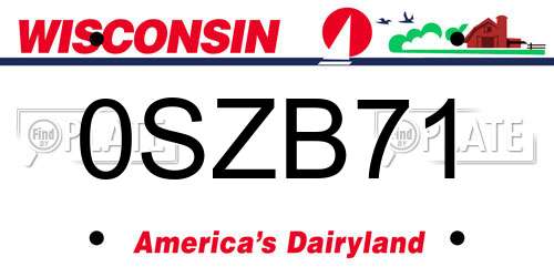 0SZB71 Wisconsin License Plate