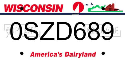 0SZD689 Wisconsin License Plate