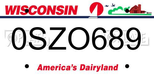 0SZO689 Wisconsin License Plate