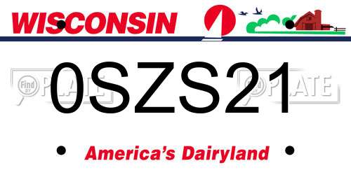 0SZS21 Wisconsin License Plate