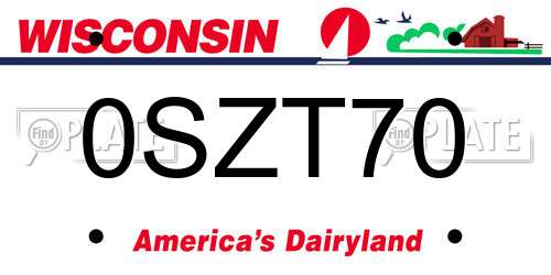 0SZT70 Wisconsin License Plate