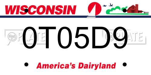 0T05D9 Wisconsin License Plate