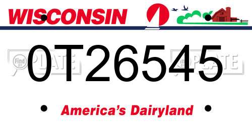 0T26545 Wisconsin License Plate