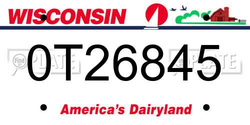 0T26845 Wisconsin License Plate