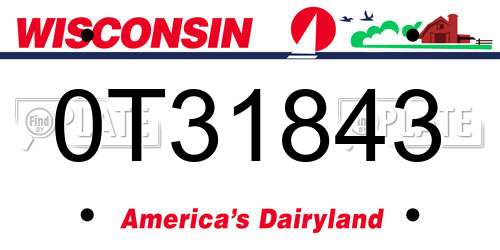 0T31843 Wisconsin License Plate