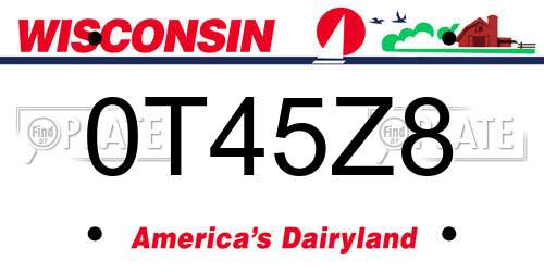 0T45Z8 Wisconsin License Plate