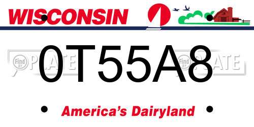 0T55A8 Wisconsin License Plate