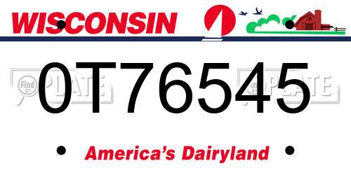 0T76545 Wisconsin License Plate