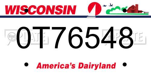0T76548 Wisconsin License Plate