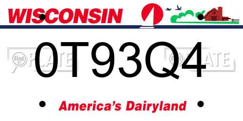 0T93Q4 Wisconsin License Plate