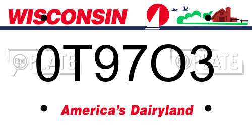 0T97O3 Wisconsin License Plate