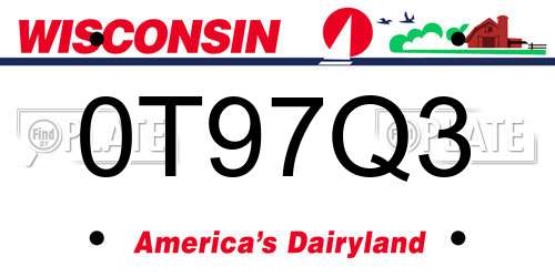 0T97Q3 Wisconsin License Plate