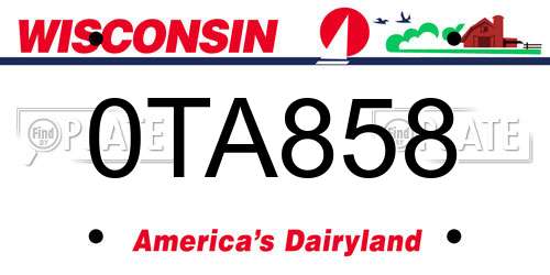 0TA858 Wisconsin License Plate