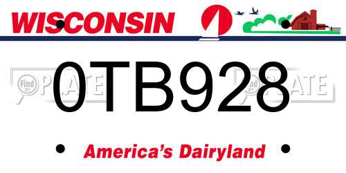 0TB928 Wisconsin License Plate