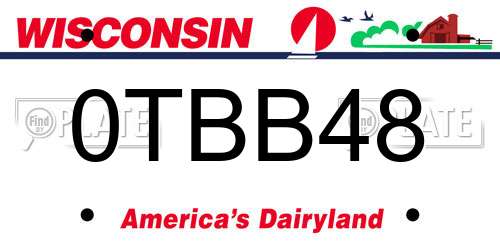 0TBB48 Wisconsin License Plate
