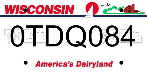 0TDQ084 Wisconsin License Plate