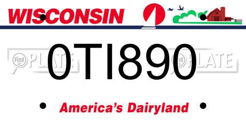 0TI890 Wisconsin License Plate
