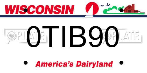 0TIB90 Wisconsin License Plate