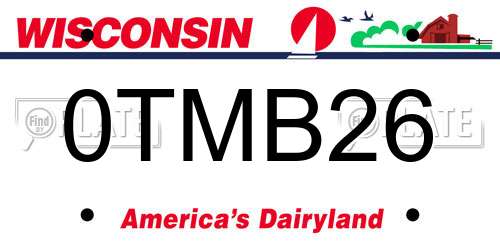 0TMB26 Wisconsin License Plate