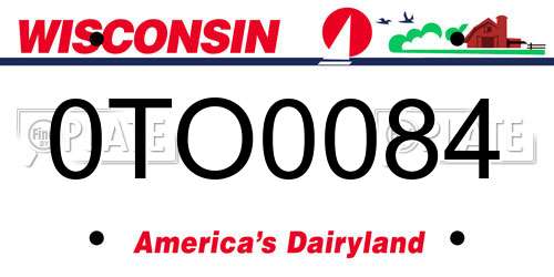 0TO0084 Wisconsin License Plate
