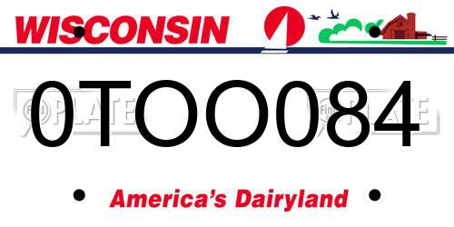 0TOO084 Wisconsin License Plate