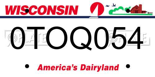 0TOQ054 Wisconsin License Plate