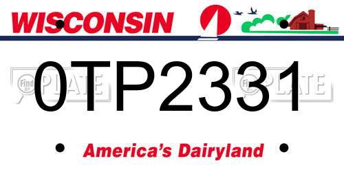 0TP2331 Wisconsin License Plate