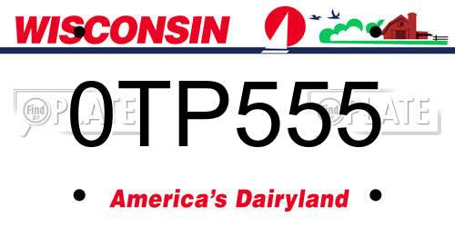 0TP555 Wisconsin License Plate