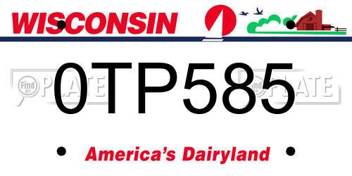 0TP585 Wisconsin License Plate