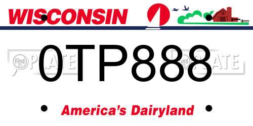 0TP888 Wisconsin License Plate