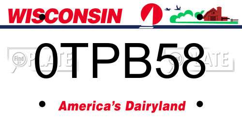 0TPB58 Wisconsin License Plate