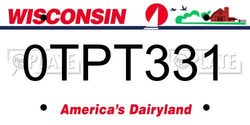 0TPT331 Wisconsin License Plate