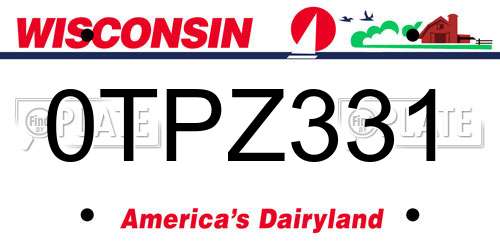 0TPZ331 Wisconsin License Plate