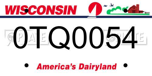 0TQ0054 Wisconsin License Plate