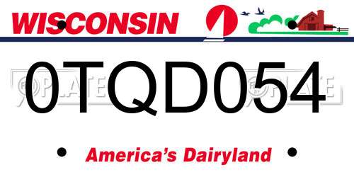0TQD054 Wisconsin License Plate