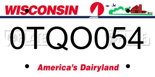 0TQO054 Wisconsin License Plate