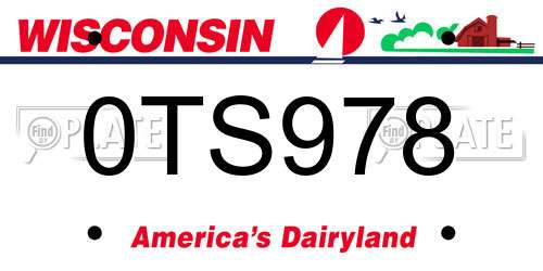0TS978 Wisconsin License Plate