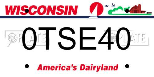 0TSE40 Wisconsin License Plate