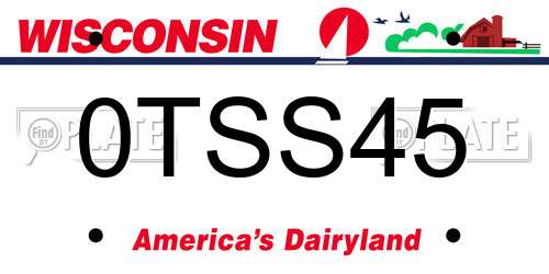 0TSS45 Wisconsin License Plate