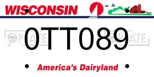 0TT089 Wisconsin License Plate