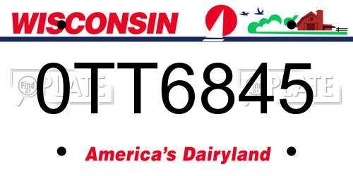 0TT6845 Wisconsin License Plate