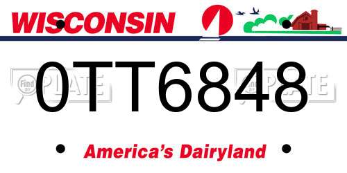 0TT6848 Wisconsin License Plate