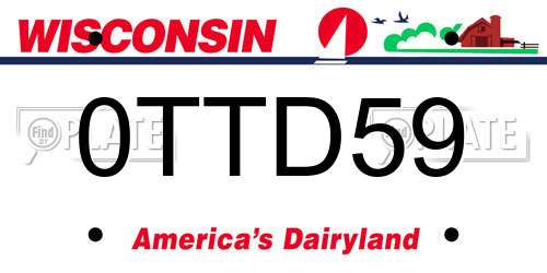 0TTD59 Wisconsin License Plate
