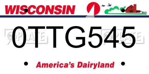 0TTG545 Wisconsin License Plate