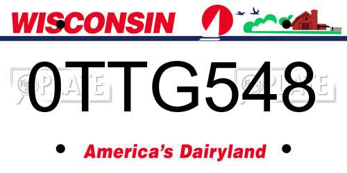 0TTG548 Wisconsin License Plate