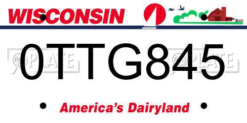 0TTG845 Wisconsin License Plate