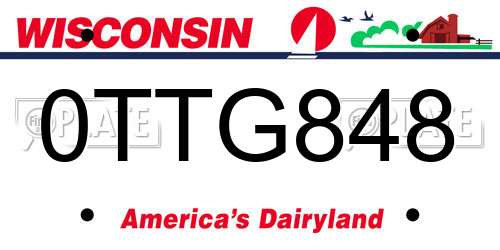 0TTG848 Wisconsin License Plate