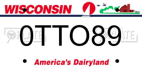 0TTO89 Wisconsin License Plate